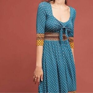 Anthropologie Maeve Beloved Midi Dress Womens Size XS Teal Bohemian Festival